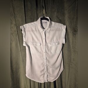 Dex Blue Short Sleeve Button-Down Shirt with Chest Pockets